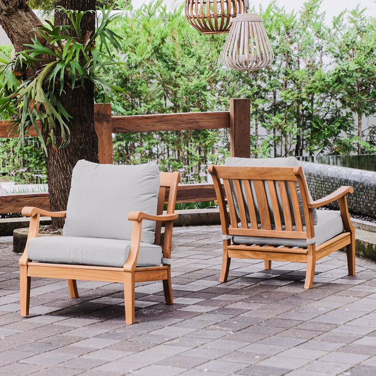 Teak outdoor chairs with shop cushions